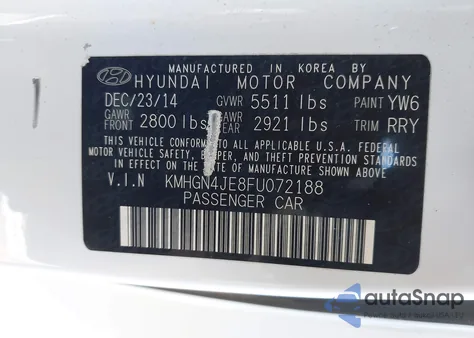 2015 Hyundai Genesis 3.8 z USA, uszkodzony, nr VIN KMHGN4JE8FU072188